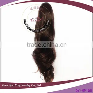 Easy Claw Clip Dark Brown Curly Ponytails Hair Extensions thumbnail-1