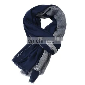 Men's Scarf Autumn/winter 2019 Cotton and Linen Yarn-dyed Scarf thumbnail-1