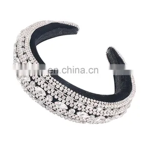 Fashion Designer Luxury Handmade, Glitter Crystal Rhinestone Wide Padded Headband for Women Hair Accessories Jewelled/ thumbnail-1