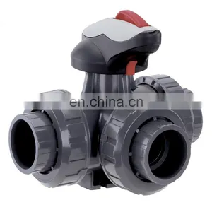 COVNA DN20 3/4 Inch 3 Way T Port Lever Operated PVC Plastic True Union Ball Valve thumbnail-1
