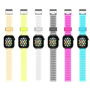For Apple Watch Band Neon Color TPU Compatible With for Iwatch Bands Replacement Strap 38mm 42mm + Protective Frame Case thumbnail-1
