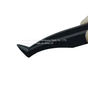 Tweezers Industrial Flat Head Carbon Fiber Plastic Anti-static Elbow Black Plastic Round Head Pointed Tweezers Flat Head 93306 thumbnail-5