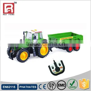 Large Green Color Farm Toy RC Trailer Truck With Dump thumbnail-1