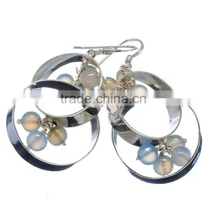 Aqua Chalcedony EARRING 925 SOLID STERLING,SILVER EXPORTER,STERLING SILVER JEWELRY,SILVER EARRING thumbnail-1