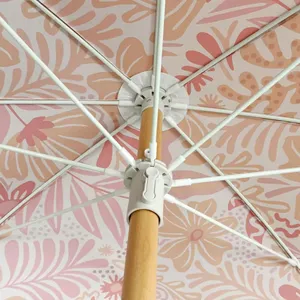 Wholesale 7FT Fringe Beach Umbrellas Outdoor Patio Umbrella With UPF50+ UV Protection OEM Customized Striped Polyester thumbnail-4