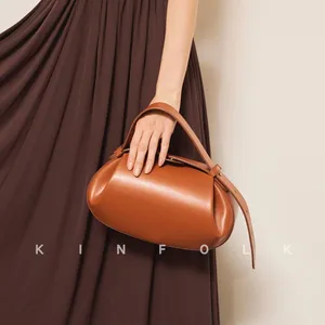 Women Bag New Circular PU Vintage Solid Hasp Soft Luxury Designer Bags Shoulder Bag Handbag Pures And Bags Crossbody thumbnail-4