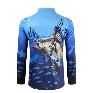 Custom Logo Upf50 Fishing Shirt Sun Protection Quick Dry Elastic Long Sleeve Polo Fishing Shirts for Outdoor Fishing thumbnail-3