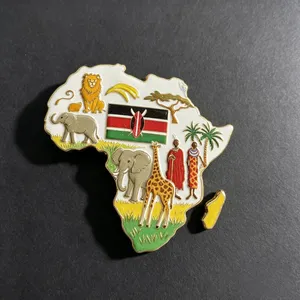 Africa Kenya Feature Resin Fridge Magnet Custom Country Tourist Souvenir Hard Enamel Pin Keychain Gift Set thumbnail-4