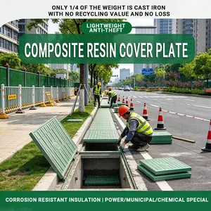EN124 Standard Heavy Load FRP Manhole Cover Anti-Pressure Fiberglass Composite Well Cover for Municipal Road thumbnail-2