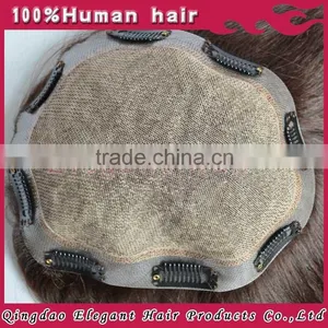Top 6a Grade Quality 6" 1b# Brazilian Real Human Hair Silk Base Toupee for Men thumbnail-6