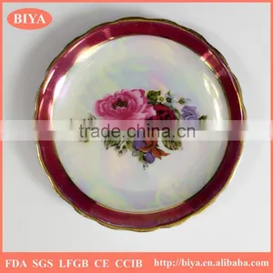 Ceramics Porcelain Small Plate Coated Colorful Pearl Glazed for Souvenir and Decorative Dish Custom thumbnail-1