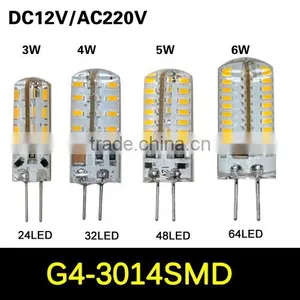 SMD 3014 G4 3W 4W 5W 6W LED Crystal Lamp Light DC 12V / AC 220V Silicone Body LED Bulb Chandelier 24LED,32LED,48LED,64LEDs10pcs thumbnail-1