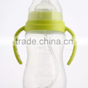 Raindrops * Hot Design 240ml Liquid Silicon Baby Bottle With Straw and Handle thumbnail-1