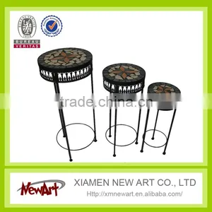 Clalssic Round Flower Metal Stand Home Living Room Garden Mosaic 3 Pcs Metal Flower Stand thumbnail-4