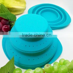 Collapsible Silicone Sieve Water Colander Strainer Vegetable Basket thumbnail-3