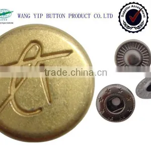 15mm Gold Color Metal Brass Blind Snap Button thumbnail-1
