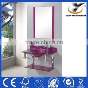 Purple Glass Washroom Basin Modern Hanging Glass Bathroom Furniture thumbnail-1