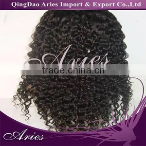 Fashion Long Kinky Curly Wig For Lady Human Hair Half Wigs thumbnail-1