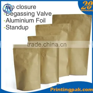 China 250g Kraft Paper Aluminum Stand up Coffee Gusset Bag/Stand Up Plastic Brown Foil Lined Kraft Paper Coffee Bag thumbnail-1