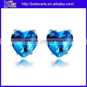 925 Sterling Silver Blue Opal Hoop Earrings Blue Topaz Earring thumbnail-4