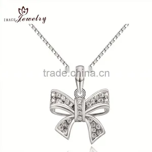 Bowknot Design CZ Charm Women Rhinestion Fashion Pendant thumbnail-1