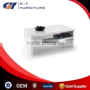 High Gloss Coffee Table White Rectangle With Shelf thumbnail-1