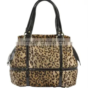 New Fashion 2012! Trendy Lady Imitative Horse-hair With Leopard Printing Handbag! thumbnail-1