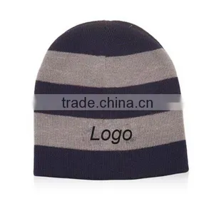 Acrylic Knit Striped Beanie thumbnail-5