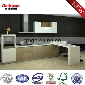 2014 NEW Wood Grain Melamine and Bright Color Lacquer Kitchen Cabinet thumbnail-1