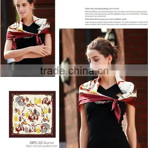 Customized Silk Satin Square Scarf With Perfume Pattern Quality Choice thumbnail-3