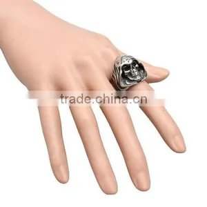 Hot Sell Mens Womens Silver Color Punk Skull Head Titanium Steel Ring thumbnail-3
