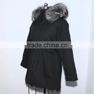 Wholesale Price Hot Selling Popular Parka Jacket With Real Silver Fox Fur Hood Trim thumbnail-6