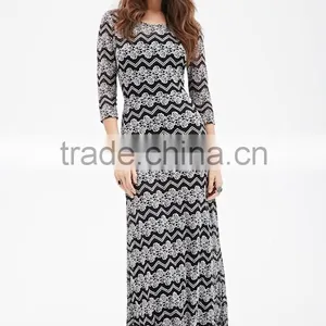 Floral and Chevron Lace New Fashion Woman Dress Maxi Long Dress thumbnail-4