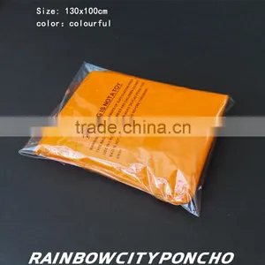 PE Rainponcho Orange Color Within Paper Card in the Packing Zipper Bag thumbnail-4