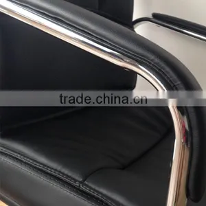Mid Back Black Leather Home Office Furniture Meeting Chairs Office With no Wheels thumbnail-4