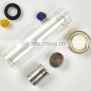 2016 New Design Wholesale Promotion Custom Logo Glass Fruit/tea Infuser Water Bottle BPA Free With Bamboo Lid thumbnail-3