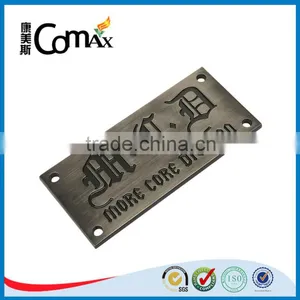 2015 New Design Debossed Zinc Alloy Brushed Gunmetal Jeans Metal Label thumbnail-3