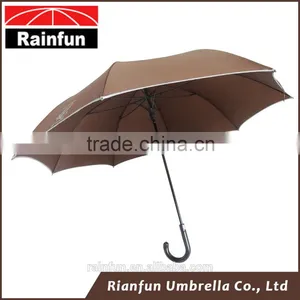 Long 190t Pongee Leather Coated Handle Umbrella thumbnail-1