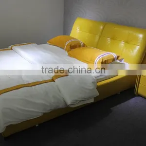 Modern Design King Size Wooden Leather Bed thumbnail-1