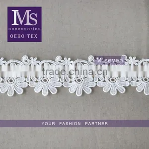 Good Price Water Solouble Lace Flower Trim With 6cm in White Polyester Embroidery Lace for Dress thumbnail-1
