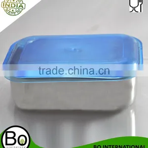 Stainless Steel Tiffin Box With Plastic Lid Blue Cap thumbnail-1