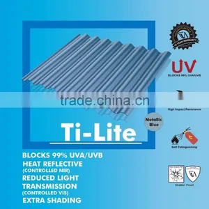 Taiwan Made Opaque Plastic Polycarbonate Corrugated Sheet (Ti-Lite Metallic Blue ROMA) thumbnail-1