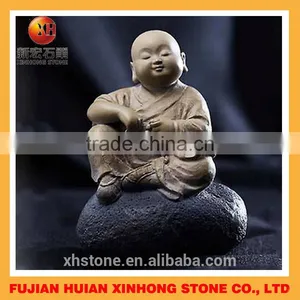 Hand Carved Chinese Table Stone Ornamentation Little Monk With Set thumbnail-5