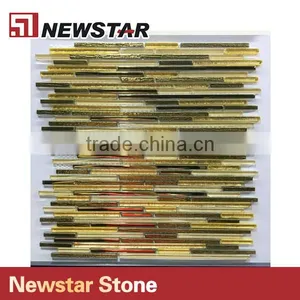 Newstar Coloured Gold Color Glass Mosaic Tile Art Backsplash For Kitchen thumbnail-1