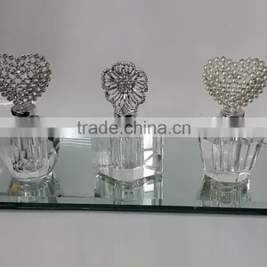Mini Empty Clear Crystal Perfume Bottle With Jewelled Metal Alloy Top thumbnail-2