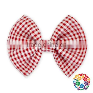 Sweet Little Girls Hair Accessories Orange Grid Hair Bow for Kids thumbnail-2