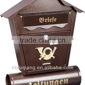 FQ-101 Wall Mounted Cast Iron Mailbox With Paint Coating Metal Mailbox of Newspaper Tube thumbnail-1