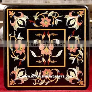 Square Marble Inlay Table Top, Marble Inlay Coffee Room Table Top thumbnail-1