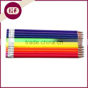 Standard Size Triangle Coloful Wooden HB Pencil Sharpened With Eraser, HB Pencil With Eraser Topper, HB Pine Pencil With Eraser thumbnail-1