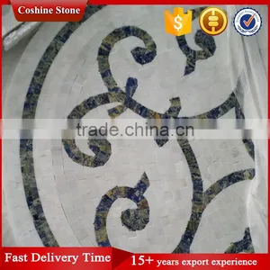 Round Shaped Natural Stone Carrara White Marble Mosaic Pattern thumbnail-4